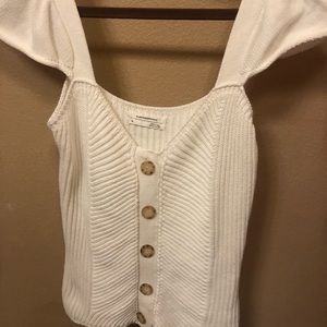 White knitted sweater tank top